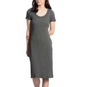 James Perse Standard Ribbed Scoop Neck Midi Dress Gray Women's Size 2 Medium‎